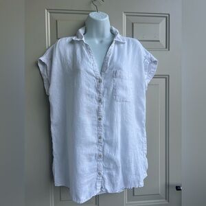 Rachel Zoe 100% Linen White Button-Down Shirt Size M – Relaxed Summer Top